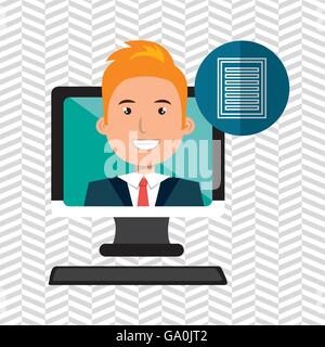 social marketing  user desktop computer isolated icon design Stock Vector