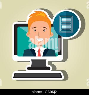 social marketing  user desktop computer isolated icon design Stock Vector