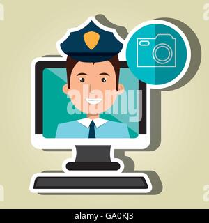 social marketing  user desktop computer isolated icon design Stock Vector