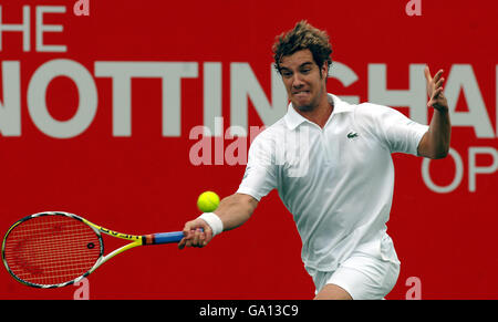 France's Richard Gasquet starts the defence of his title against USA's Vincent Spadea during The Nottingham Open at The City of Nottingham Tennis Centre. Stock Photo