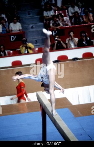 Gymnastics - Montreal Olympic Games - Women's All-Around Final. Romania's Nadia Comaneci in action on the beam Stock Photo