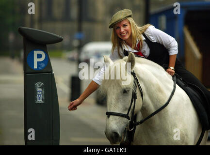 A member of staff from event sponsors Strutt & Parker take part in a dress rehearsal in Edinburgh for the Game Conservancy Scottish Fair, which will be held at Scone Palace, Perthshire from Friday June 29 to Sunday July 1. Stock Photo