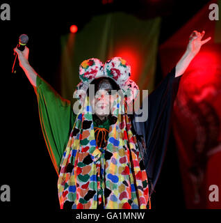 Bjork performs on the Other stage at the 2007 Glastonbury Festival at Worthy Farm in Pilton, Somerset. Stock Photo