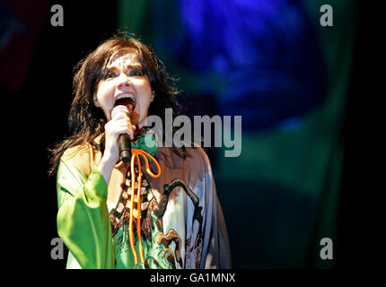 Bjork performs on the Other stage at the 2007 Glastonbury Festival at Worthy Farm in Pilton, Somerset. Stock Photo