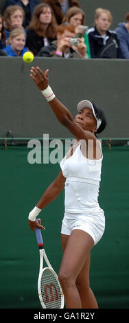 USA's Venus Williams in action against Japan's Akiko Morigami during The All England Lawn Tennis Championship at Wimbledon. Stock Photo