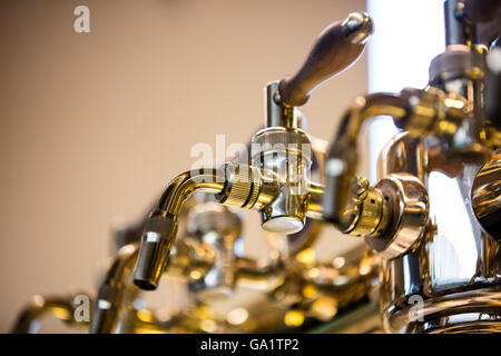 Close-Up of beer pump in a row Stock Photo