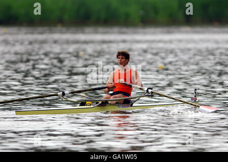 Rowing - 2007 World Cup - Bosbaan. Holland's Dirk Lippits competes in the Men's Single Sculls - 2nd Quaterfinal during Event 2 of The Rowing World Cup in Bosbaan, Holland. Stock Photo