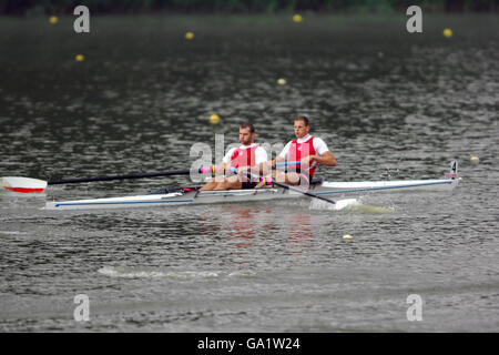 Poland's Piotr Hojka (right) Jaroslaw Godek compete in the Men's Pairs - Repechage 2 during Event 4 of The Rowing World Cup in Bosbaan, Holland. Stock Photo