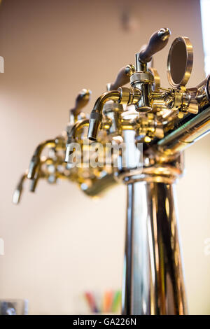 Close-Up of beer pump in a row Stock Photo