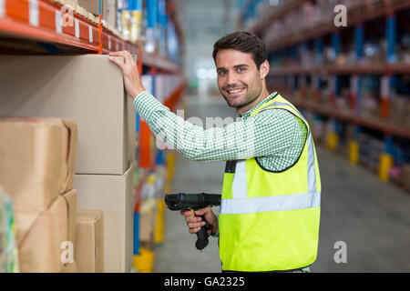 Worker is smiling and posing during work Stock Photo