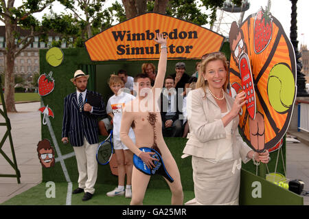 Apprentice star Katie Hopkins attends a photocall to launch the Freeview Playback Wimbledon Simulator on the South Bank in central London. Stock Photo