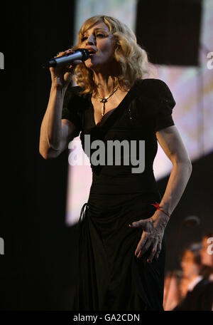 Live Earth Concert - London. Madonna performs during the charity concert at Wembley Stadium, London. Stock Photo