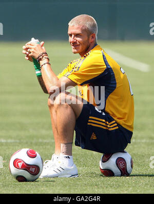 La Galaxy's David Beckham during a training session at The Home Depot Center, Los Angeles, USA. Stock Photo