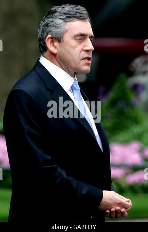 Gordon Brown arrives in Downing street on his first day as Britians new ...