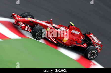 KImi Raikkonen in the Ferrari F2007 during the second practice session at Magny Cours, Nevers, France. Stock Photo