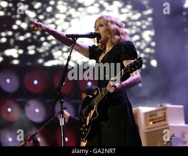 Live Earth Concert - London. Madonna performs during the charity concert at Wembley Stadium, London. Stock Photo