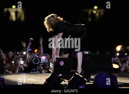 Live Earth Concert - London. Madonna performs during the charity concert at Wembley Stadium, London. Stock Photo