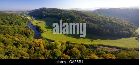 Autumn view north over Wye Valley from Symonds Yat Rock, Forest of Dean, Herefordshire, England, UK, GB, Europe Stock Photo