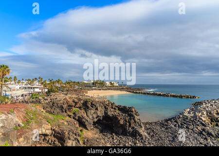 Flamingo beach in Playa Blanca on coast of Lanzarote island, Spain Stock Photo