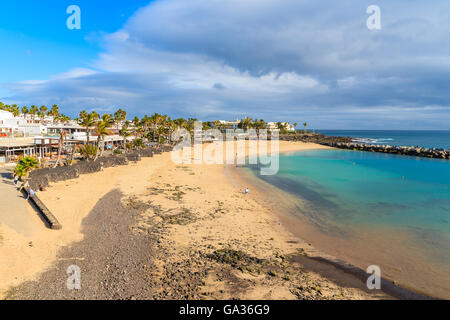 View of Flamingo beach in Playa Blanca on coast of Lanzarote island, Spain Stock Photo