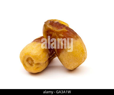 Two Fresh Arabian Dates Isolated on White Stock Photo