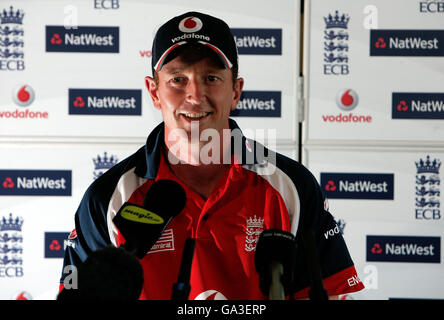 England's Paul Collingwood during a press conference to announce the new captain of the England One Day cricket team at Chester Le Street, Durham. Stock Photo