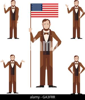 Set of Lincoln icons Stock Vector