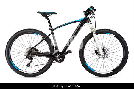black blue mountain bike isolated on white background Stock Photo