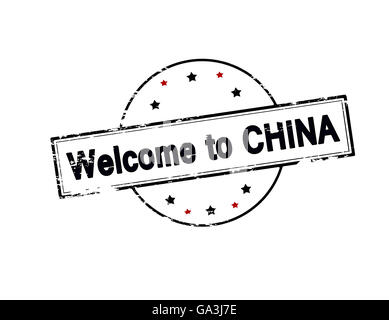 Rubber stamp with text welcome to China inside, vector illustration Stock Photo