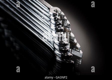 Stack of open end spanners. Stock Photo