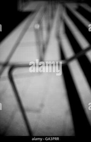 Soft focus view of stairs and railing creating abstract image Stock Photo
