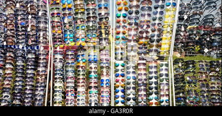 Rows of Cheap Sunglasses for sale Stock Photo