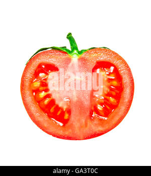 Fresh Red Tomato Half Isolated on White Background Stock Photo