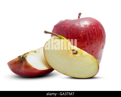 Full & Sliced Apple Isolated on White Background Stock Photo