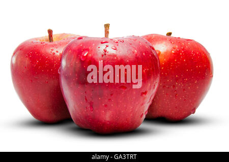 Three Apples Isolated on White Background Stock Photo