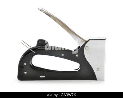 Black Staple Gun Isolated on White Background Stock Photo