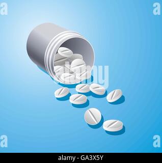 vector pills in a medical container Stock Vector