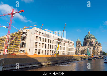 Construction site of the Berlin City Palace with the Dome in the back Stock Photo