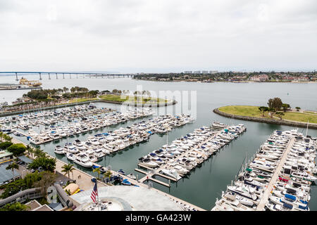 Many yachts in a marina in San Diego Stock Photo
