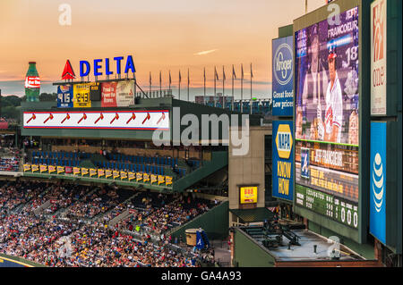 Atlanta, Georgia's Turner Field on a Summer evening in its last season as home of the Atlanta Braves Major League Baseball team. Stock Photo