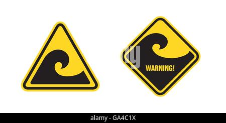 waves hazard warning sign Stock Vector