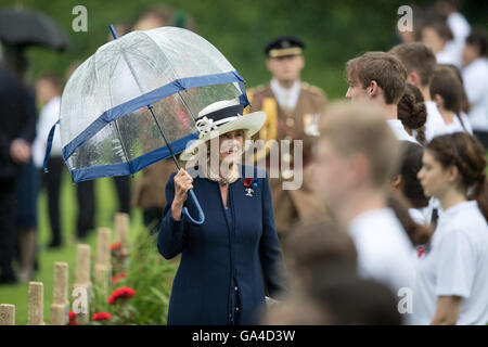 Britain's Camilla, Duchess of Cornwall, attends the 100th anniversary of the Battle of the Somme at Thiepval in northern France Stock Photo