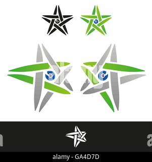 green twisted star sign Stock Vector