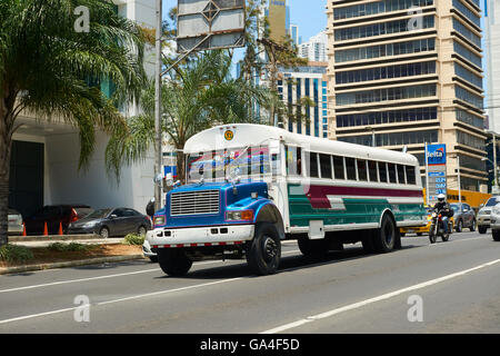 Painted Bus, Panama City, Republic of Panama Stock Photo