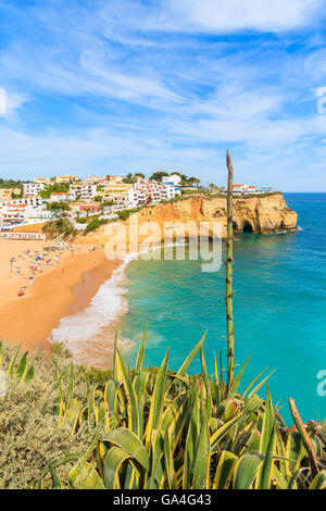 View of beautiful beach in Carvoeiro fishing village, Algarve, Portugal Stock Photo