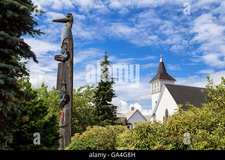 Totem pole in Ketchikan, Alaska Stock Photo