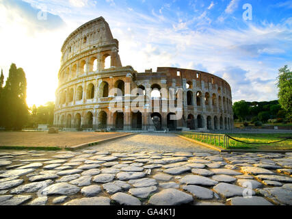 Road to Colosseum in calm sunny morning Stock Photo