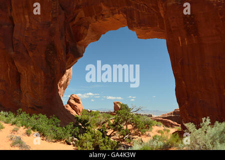 Pine Tree arch in Arches National Park in Utah Stock Photo