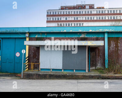 Derelict garage at bus station in Crewe Cheshire UK Stock Photo