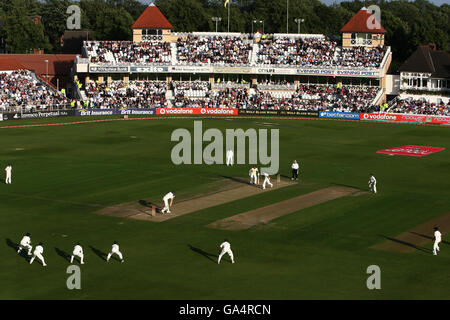 Cricket - npower Second Test - England v India - Day One - Trent Bridge. A general view of play between England and India during the Second npower Test match at Trent Bridge, Nottingham. Stock Photo